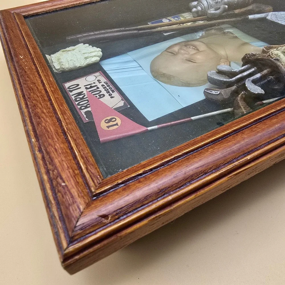 Vintage‎ Golf Theme 3D Wood Shadow Box Picture Frame Wall Hanging Tabletop